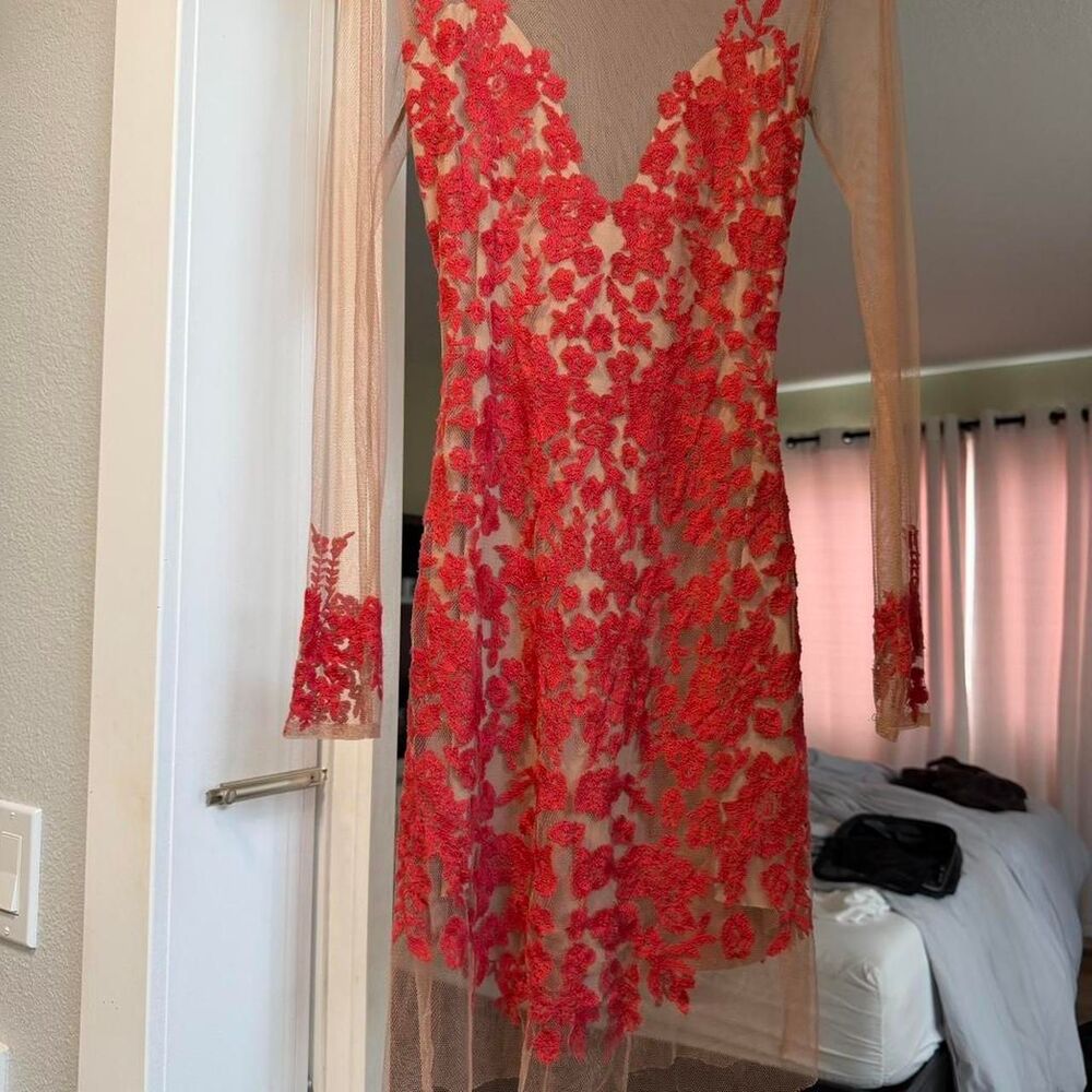 For-love-lemons Women's Red and Orange Dress